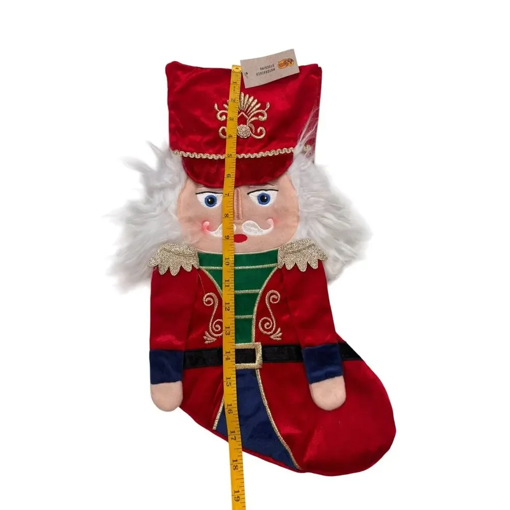 CRACKER BARREL *NEW* Nutcracker Christmas Stocking  Red Appliqué Embroidered